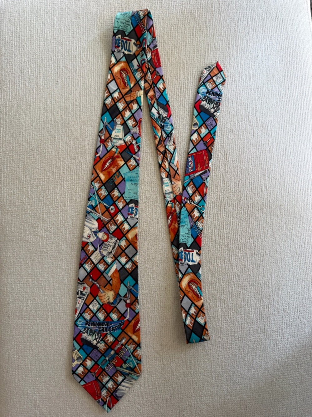 Nicole Miller Vintage Silk Tie 90s Dental Dentist Medical Novelty Necktie